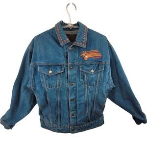 Country Star USA Vintage 90s Rhinestone Studded Embroidered Jean Jacket